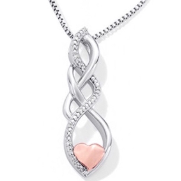 (925) Diamond Infinity Heart Necklace - Picture 1 of 2
